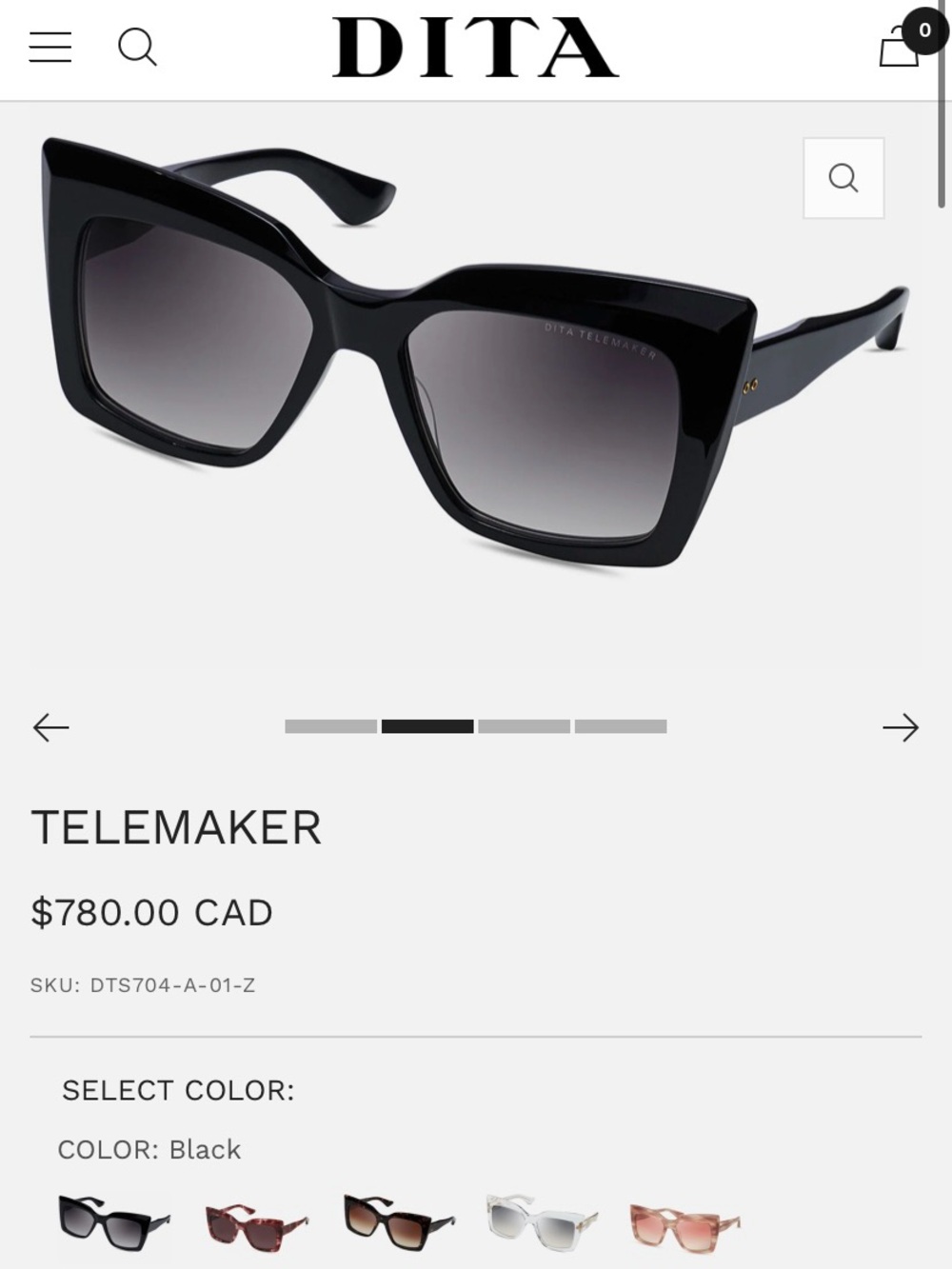 DITA Telemaker Women's Black Glossy Oversized Sunglasses